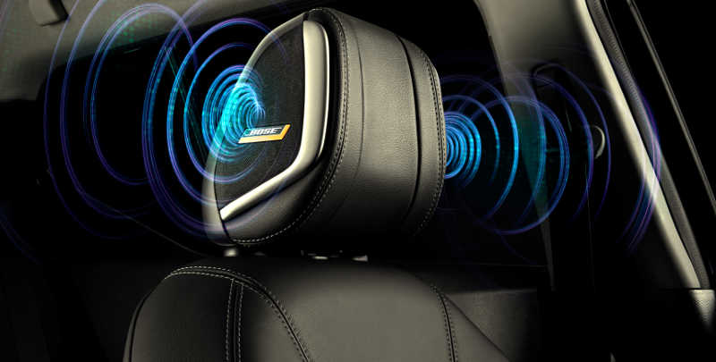 Caixa de som Bose no encosto de cabeça do motorista no novo Nissan Kicks Exclusive 2022