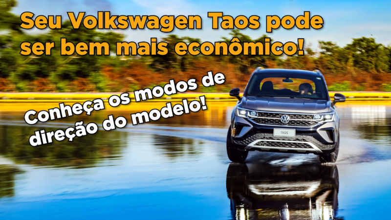 Foto do VW Taos mostrando os modos direção mais econômico