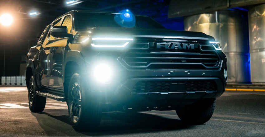 Ram/Divulgação Foto dos faróis de LED da Ram Dakota Warlock