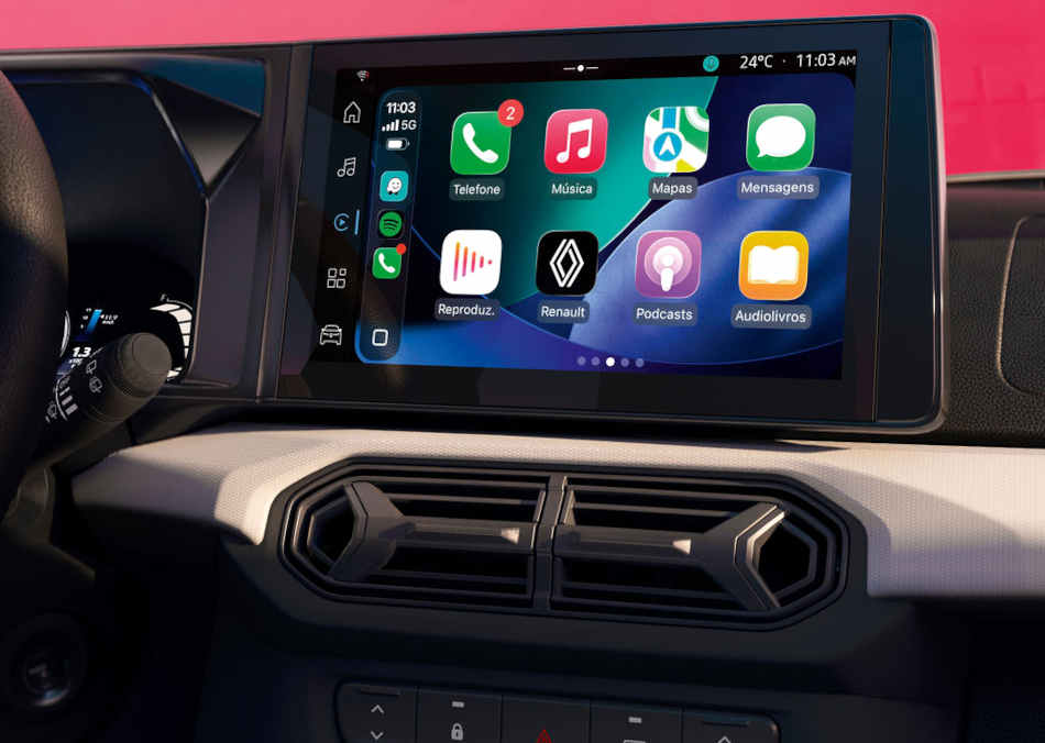 Renault/Divulgação Foto da nova central multimídia do Renault Kwid 2027