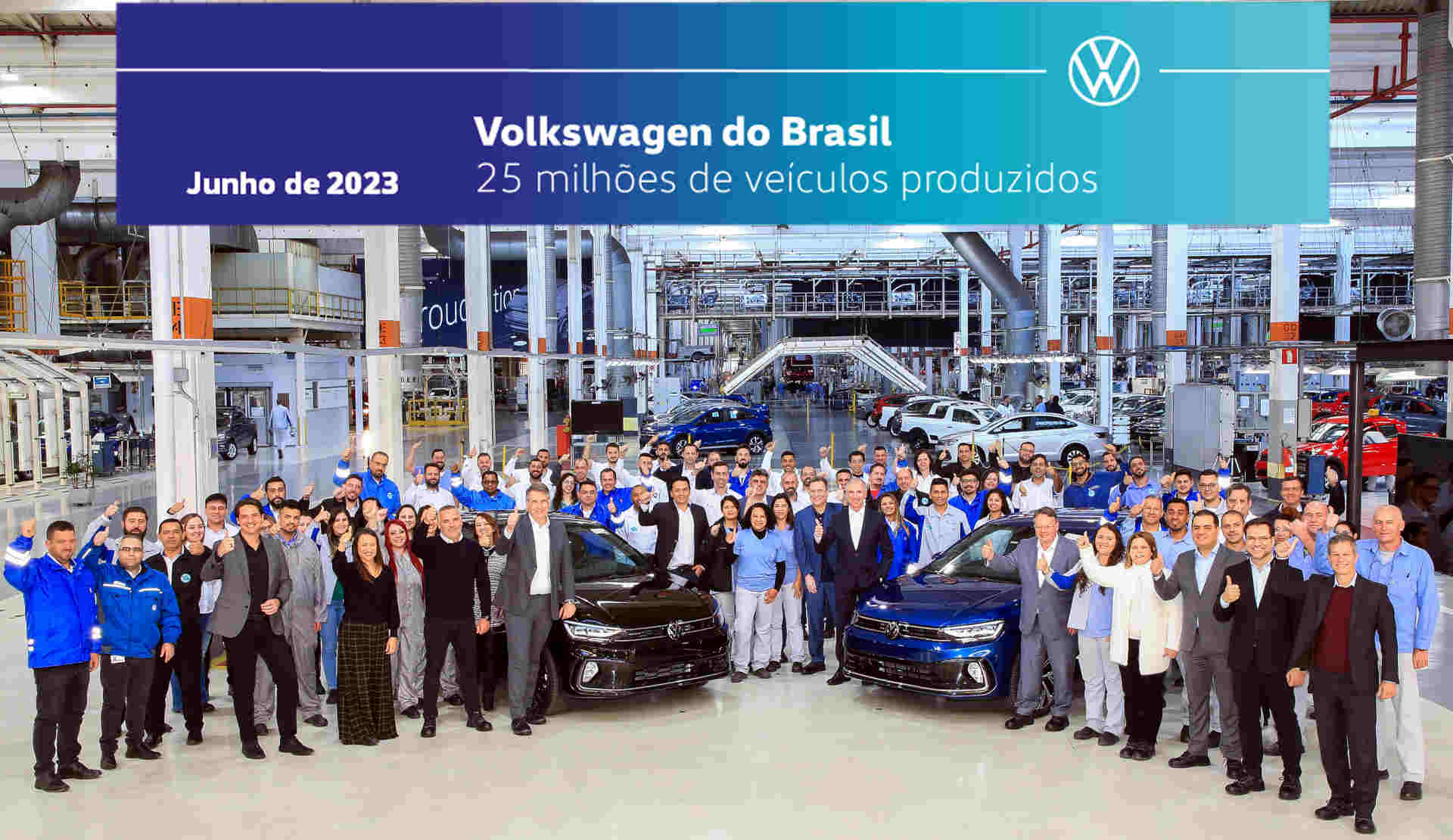 Foto de capa da cerimônia de celebração dos 25 milhões de veículos fabricados pela Volkswagen no Brasil