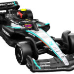 Foto da dianteira do Hot Wheel da escuderia Mercedes da Formula 1