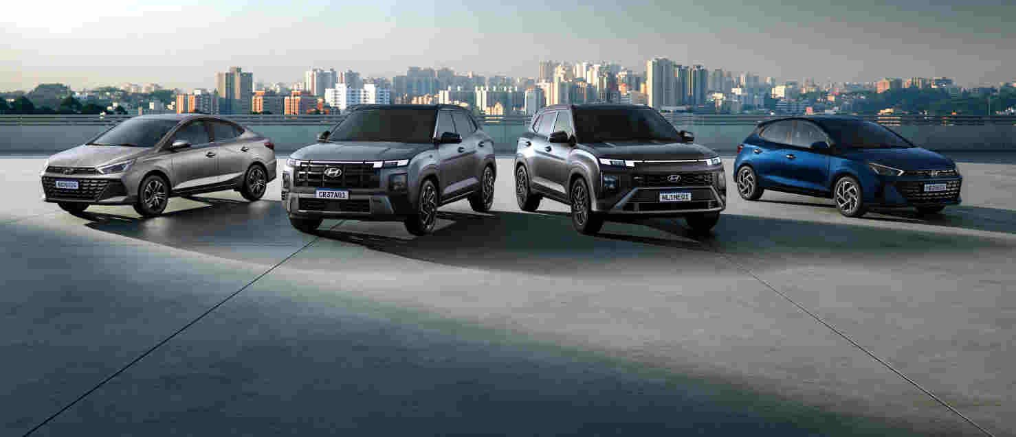 Foto de capa dos modelos Hyundai HB20, HB20S e Creta 2026